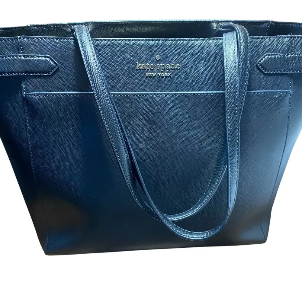 Kate Spade New York Staci Large Laptop Tote Leather Handbag Black